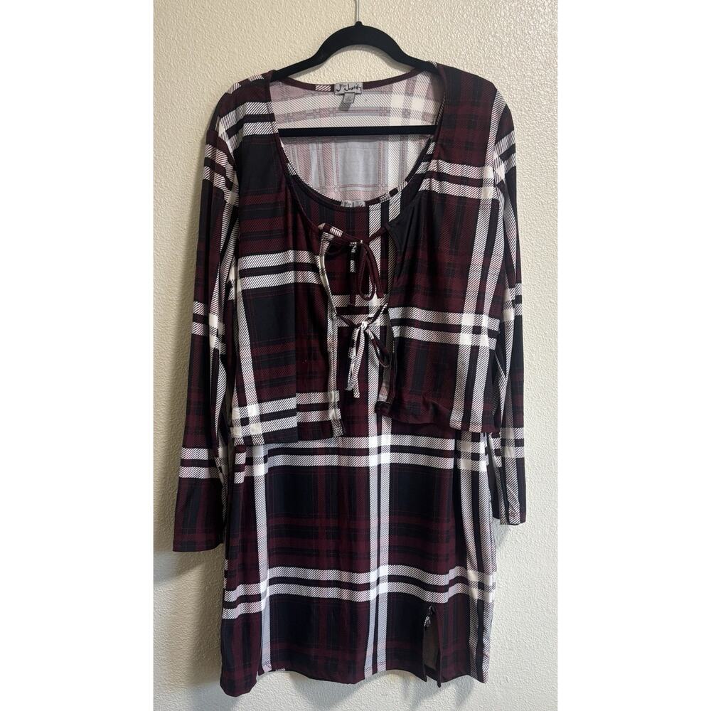 Women’s 2 Piece Dress Set Plus Size 2X Red Black Plaid Flannel Soft Western NWT
